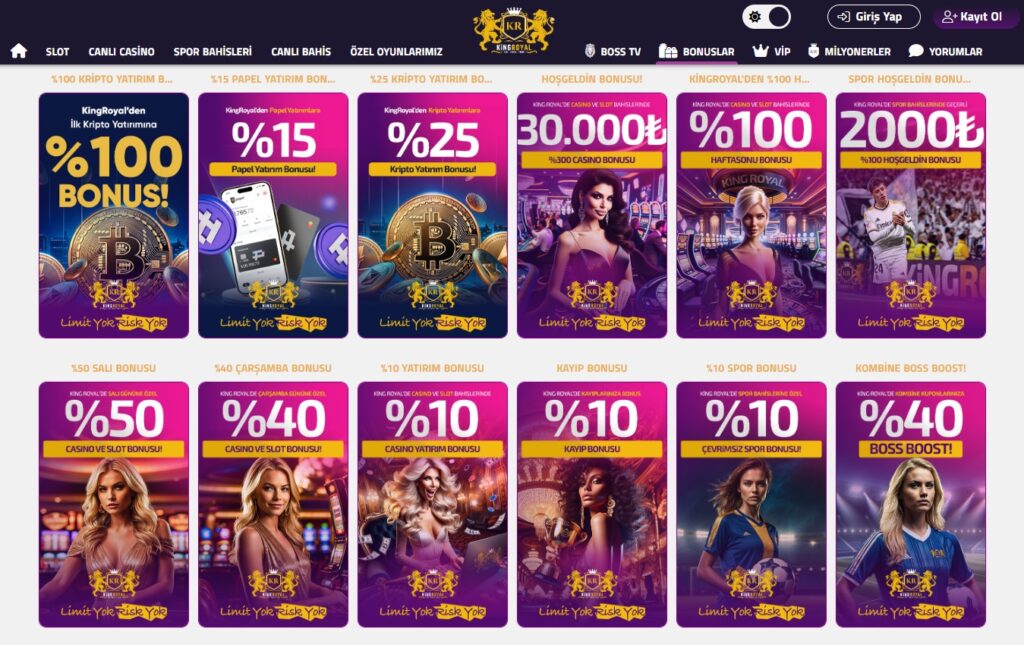 Kingroyal bonus seçenekleri